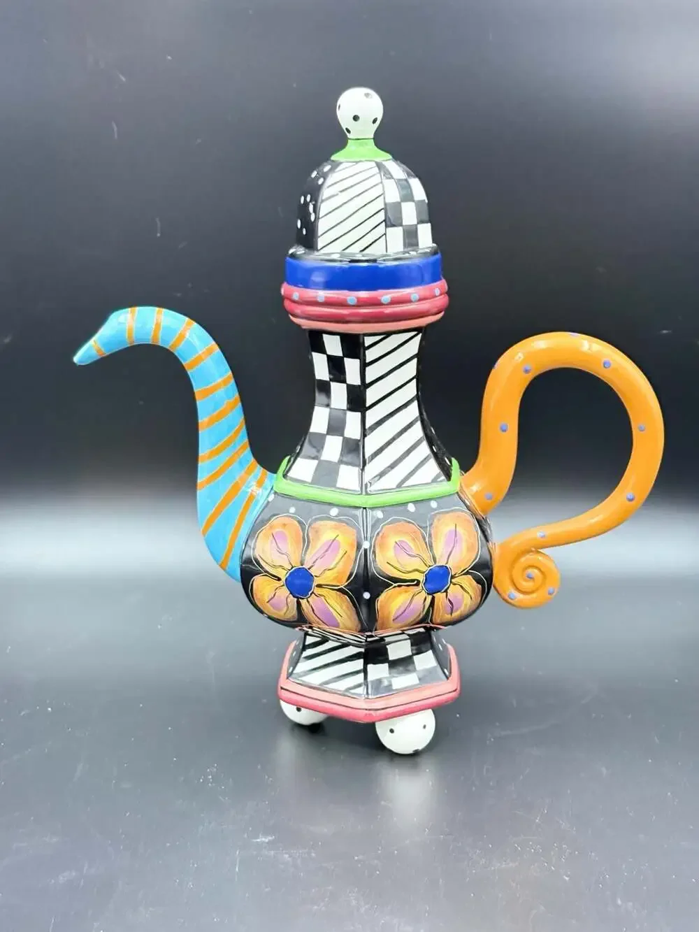 McGovney-Rudolf (Charma Design) Hand-Painted Whimsical Ceramic Teapot